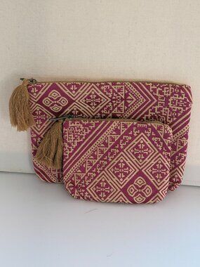 Moroccan Handmade Cosmetics Bags Set Traditional Manufactured Cloth